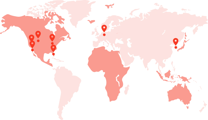 World map highlighting Orange Biomed's global event locations, showcasing their presence at key industry events in North America, Europe, and Asia. The map emphasizes the company's commitment to connecting with healthcare providers and advancing diabetes care on a global scale.